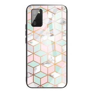 For Samsung Galaxy A02s (EU Version) Marble Tempered Glass Back Cover TPU Border Case(HCBL-15)