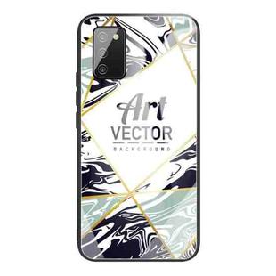 For Samsung Galaxy A02s (EU Version) Marble Tempered Glass Back Cover TPU Border Case(HCBL-18)
