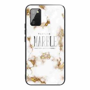 For Samsung Galaxy A02s (EU Version) Marble Tempered Glass Back Cover TPU Border Case(HCBL-25)