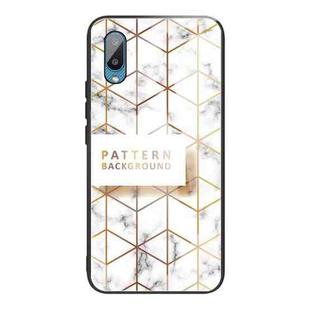 For Samsung Galaxy A02 (EU Version) Marble Tempered Glass Back Cover TPU Border Case(HCBL-19)