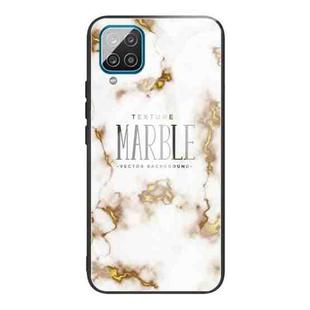 For Samsung Galaxy A12 5G Marble Tempered Glass Back Cover TPU Border Case(HCBL-25)