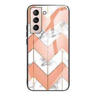 For Samsung Galaxy S21 5G Marble Tempered Glass Back Cover TPU Border Case(HCBL-5)