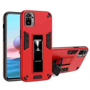 For Xiaomi Redmi Note 10 4G 2 in 1 PC + TPU Shockproof Protective Case with Invisible Holder(Red)