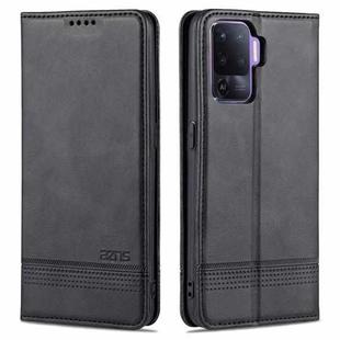 For OPPO A94 / F19 Pro / Reno5 Lite AZNS Magnetic Calf Texture Horizontal Flip Leather Case with Card Slots & Holder & Wallet(Black)