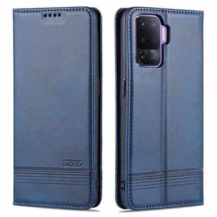 For OPPO A94 / F19 Pro / Reno5 Lite AZNS Magnetic Calf Texture Horizontal Flip Leather Case with Card Slots & Holder & Wallet(Dark Blue)