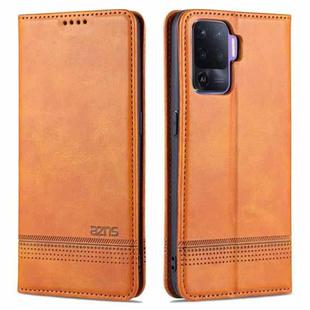 For OPPO A94 / F19 Pro / Reno5 Lite AZNS Magnetic Calf Texture Horizontal Flip Leather Case with Card Slots & Holder & Wallet(Light Brown)