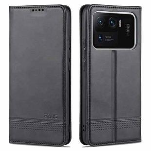 For Xiaomi Mi 11 Ultra AZNS Magnetic Calf Texture Horizontal Flip Leather Case with Card Slots & Holder & Wallet(Black)