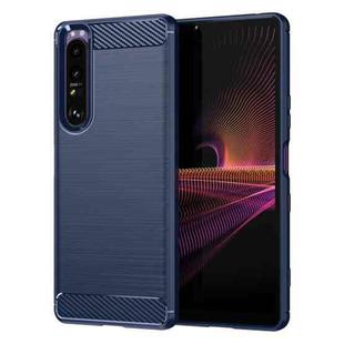 For Sony Xperia 1 III Brushed Texture Carbon Fiber TPU Case(Navy Blue)