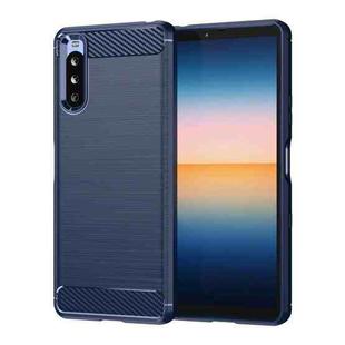 For Sony Xperia 10 III Brushed Texture Carbon Fiber TPU Case(Navy Blue)