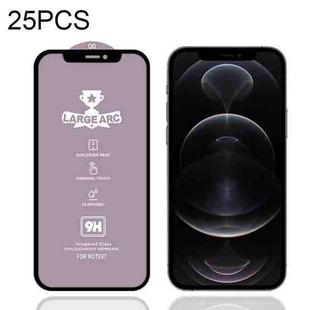 For iPhone 12 / 12 Pro 25pcs 9H HD Large Arc High Alumina Full Screen Tempered Glass Film