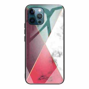 For iPhone 11 Pro Max Marble Tempered Glass Back Cover TPU Border Case (HCBL-12)