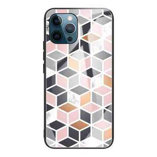 For iPhone 11 Pro Max Marble Tempered Glass Back Cover TPU Border Case (HCBL-14)