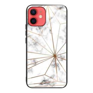 For iPhone 12 mini Marble Tempered Glass Back Cover TPU Border Case (HCBL-13)