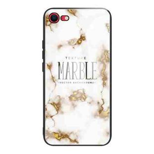 For iPhone SE 2022 / SE 2020 Marble Tempered Glass Back Cover TPU Border Case(HCBL-25)