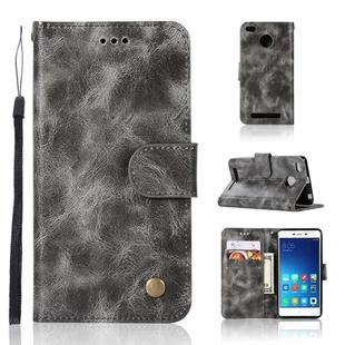 For Xiaomi Redmi 3S Retro Copper Button Crazy Horse Horizontal Flip PU Leather Case with Holder & Card Slots & Wallet & Lanyard(Gray)