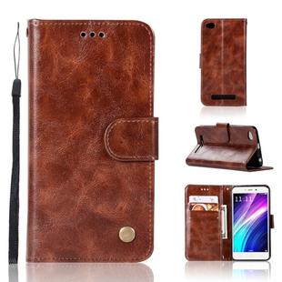 For Xiaomi Redmi 4A Retro Copper Button Crazy Horse Horizontal Flip PU Leather Case with Holder & Card Slots & Wallet & Lanyard(Wine Red)