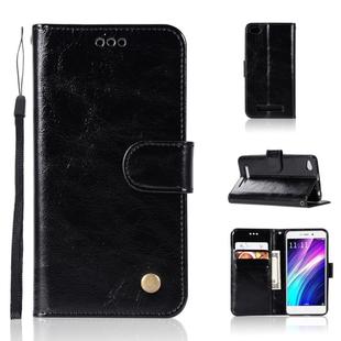 For Xiaomi Redmi 4A Retro Copper Button Crazy Horse Horizontal Flip PU Leather Case with Holder & Card Slots & Wallet & Lanyard(Black)