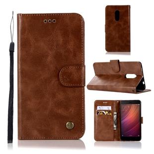 For Xiaomi Redmi Note 4 Retro Copper Button Crazy Horse Horizontal Flip PU Leather Case with Holder & Card Slots & Wallet & Lanyard(Brown)