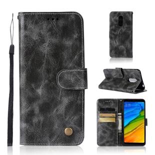 For Xiaomi Redmi 5 Plus Retro Copper Button Crazy Horse Horizontal Flip PU Leather Case with Holder & Card Slots & Wallet & Lanyard(Gray)