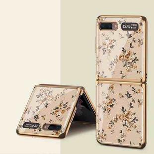 For Samsung Galaxy Z Flip 5G GKK Floral Pattern Electroplating Painted Glass Case(Floral 05)