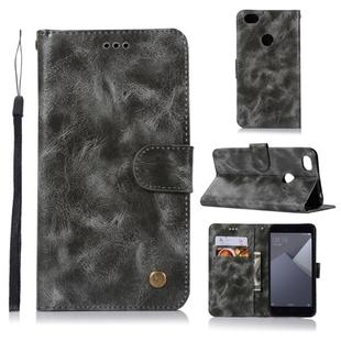 For Xiaomi Redmi Note 5A Retro Copper Button Crazy Horse Horizontal Flip PU Leather Case with Holder & Card Slots & Wallet & Lanyard(Gray)