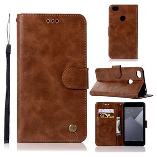 For Xiaomi Redmi Note 5A Retro Copper Button Crazy Horse Horizontal Flip PU Leather Case with Holder & Card Slots & Wallet & Lanyard(Brown)