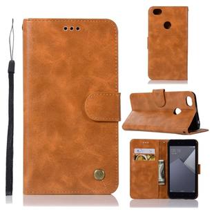 For Xiaomi Redmi Note 5A Retro Copper Button Crazy Horse Horizontal Flip PU Leather Case with Holder & Card Slots & Wallet & Lanyard(Gold Yellow)