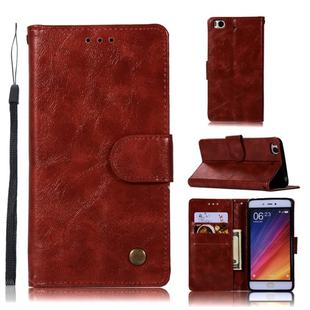 For Xiaomi Mi 5S Retro Copper Button Crazy Horse Horizontal Flip PU Leather Case with Holder & Card Slots & Wallet & Lanyard(Wine Red)