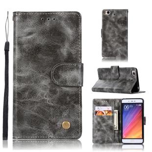For Xiaomi Mi 5S Retro Copper Button Crazy Horse Horizontal Flip PU Leather Case with Holder & Card Slots & Wallet & Lanyard(Gray)