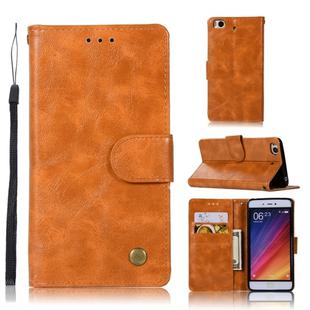 For Xiaomi Mi 5S Retro Copper Button Crazy Horse Horizontal Flip PU Leather Case with Holder & Card Slots & Wallet & Lanyard(Gold Yellow)