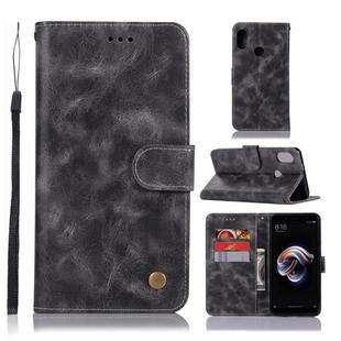 For Xiaomi Redmi Note 5 Pro Retro Copper Button Crazy Horse Horizontal Flip PU Leather Case with Holder & Card Slots & Wallet & Lanyard(Gray)