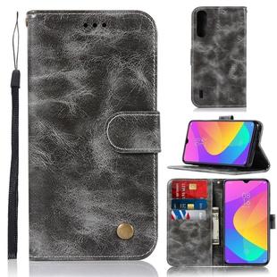 For Xiaomi Mi CC9 Retro Copper Button Crazy Horse Horizontal Flip PU Leather Case with Holder & Card Slots & Wallet & Lanyard(Gray)