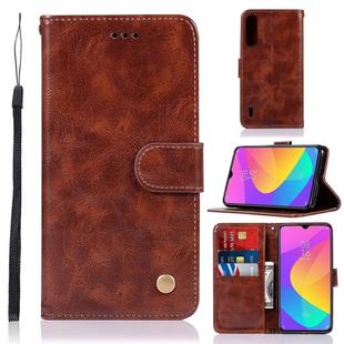 For Xiaomi Mi CC9 Retro Copper Button Crazy Horse Horizontal Flip PU Leather Case with Holder & Card Slots & Wallet & Lanyard(Brown)