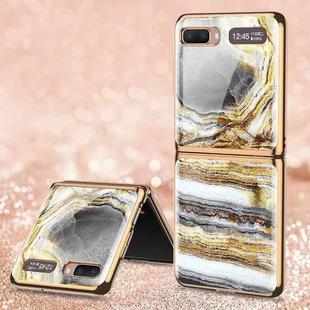 For Samsung Galaxy Z Flip 5G GKK Marble Pattern Electroplating Painted Glass Case(Marble 05)