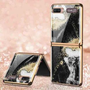 For Samsung Galaxy Z Flip 5G GKK Marble Pattern Electroplating Painted Glass Case(Marble 12)