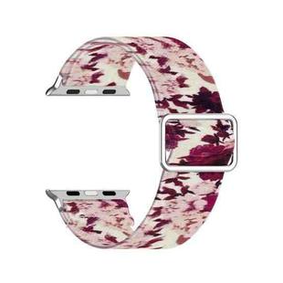 Adjustable Elastic Print Watch Band For Apple Watch Ultra 49mm / Series 8&7 45mm / SE 2&6&SE&5&4 44mm / 3&2&1 42mm(Peony)