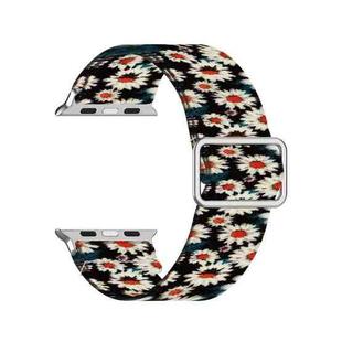 Adjustable Elastic Print Watch Band For Apple Watch Ultra 49mm&Watch Ultra 2 49mm / Series 9&8&7 45mm / SE 3&SE 2&6&SE&5&4 44mm / 3&2&1 42mm(Chrysanthemum)