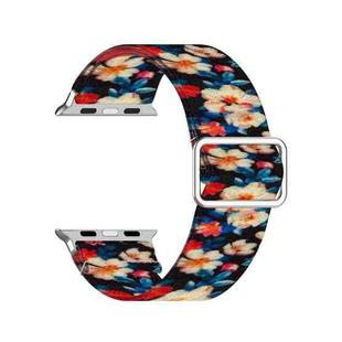 Adjustable Elastic Print Watch Band For Apple Watch Ultra 49mm / Series 8&7 45mm / SE 2&6&SE&5&4 44mm / 3&2&1 42mm(Rhododendron)