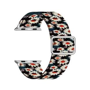 Adjustable Elastic Print Watch Band For Apple Watch Series 8&7 41mm / SE 2&6&SE&5&4 40mm / 3&2&1 38mm(Chrysanthemum)