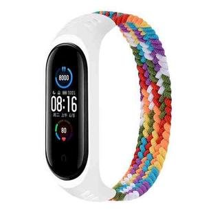 For Xiaomi Mi Band 6 / 5 / 4 / 3 Universal Nylon Elasticity Weave Watch Band, Size:XS 140mm(Rainbow)