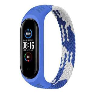 For Xiaomi Mi Band 6 / 5 / 4 / 3 Universal Nylon Elasticity Weave Watch Band, Size:XS 140mm(Blue White)