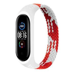 For Xiaomi Mi Band 6 / 5 / 4 / 3 UniversalNylon Elasticity Weave Watch Band, Size:S 150mm(Red White)