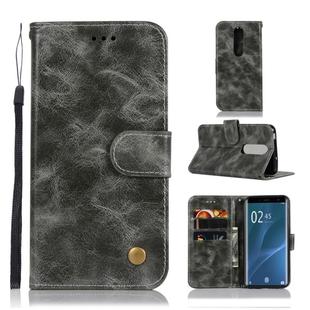 For Sony Xperia 1 Retro Copper Button Crazy Horse Horizontal Flip PU Leather Case with Holder & Card Slots & Wallet & Lanyard(Gray)