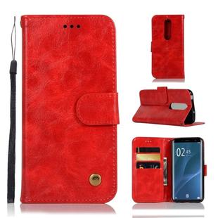 For Sony Xperia 1 Retro Copper Button Crazy Horse Horizontal Flip PU Leather Case with Holder & Card Slots & Wallet & Lanyard(Red)