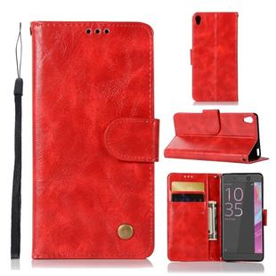 For Sony Xperia L1 Retro Copper Button Crazy Horse Horizontal Flip PU Leather Case with Holder & Card Slots & Wallet & Lanyard(Red)