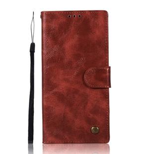 For Sony Xperia XA1 Plus Retro Copper Button Crazy Horse Horizontal Flip PU Leather Case with Holder & Card Slots & Wallet & Lanyard(Wine Red)