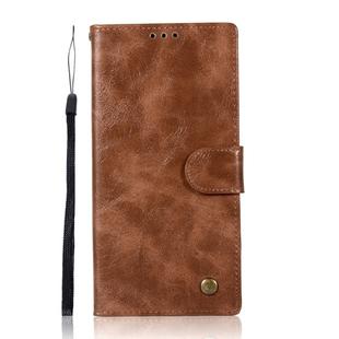For Sony Xperia XA1 Plus Retro Copper Button Crazy Horse Horizontal Flip PU Leather Case with Holder & Card Slots & Wallet & Lanyard(Brown)