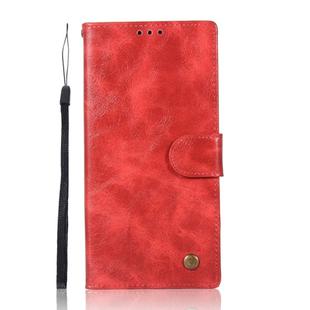 For Sony Xperia XA1 Plus Retro Copper Button Crazy Horse Horizontal Flip PU Leather Case with Holder & Card Slots & Wallet & Lanyard(Red)