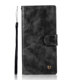 For Sony Xperia XA1 Plus Retro Copper Button Crazy Horse Horizontal Flip PU Leather Case with Holder & Card Slots & Wallet & Lanyard(Black)