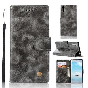 For Sony Xperia XZ Retro Copper Button Crazy Horse Horizontal Flip PU Leather Case with Holder & Card Slots & Wallet & Lanyard(Gray)